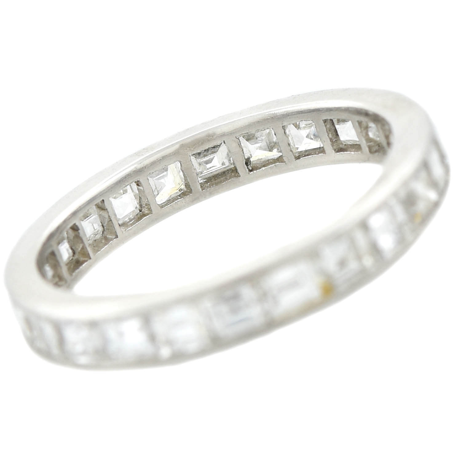 Art Deco Platinum & Square Cut Diamond Eternity Band 3ctw