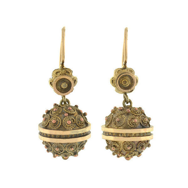 Victorian Gold-Filled Etruscan Ball Earrings – A. Brandt + Son