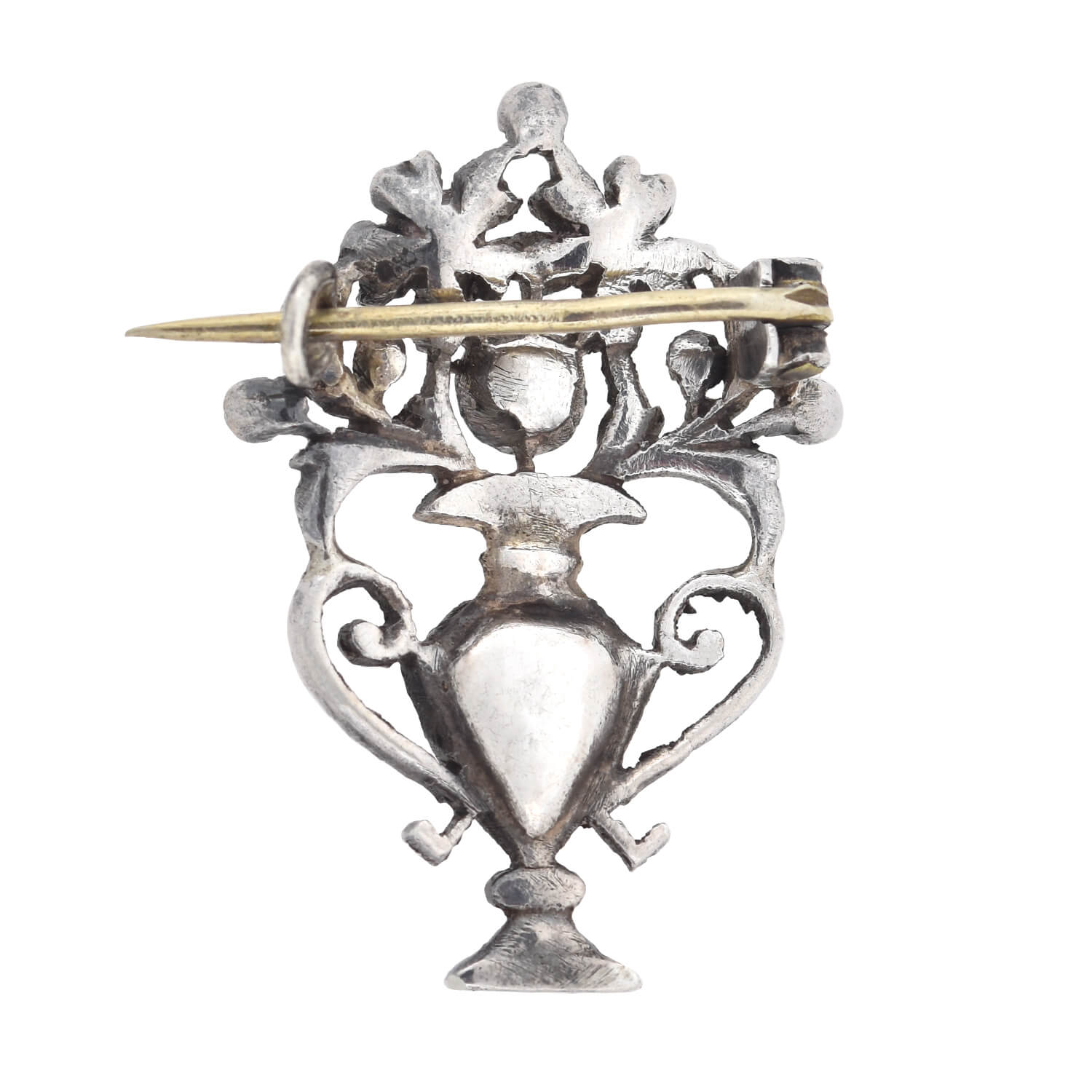 Georgian Sterling French Paste Giardinetto Flower Vase Pin