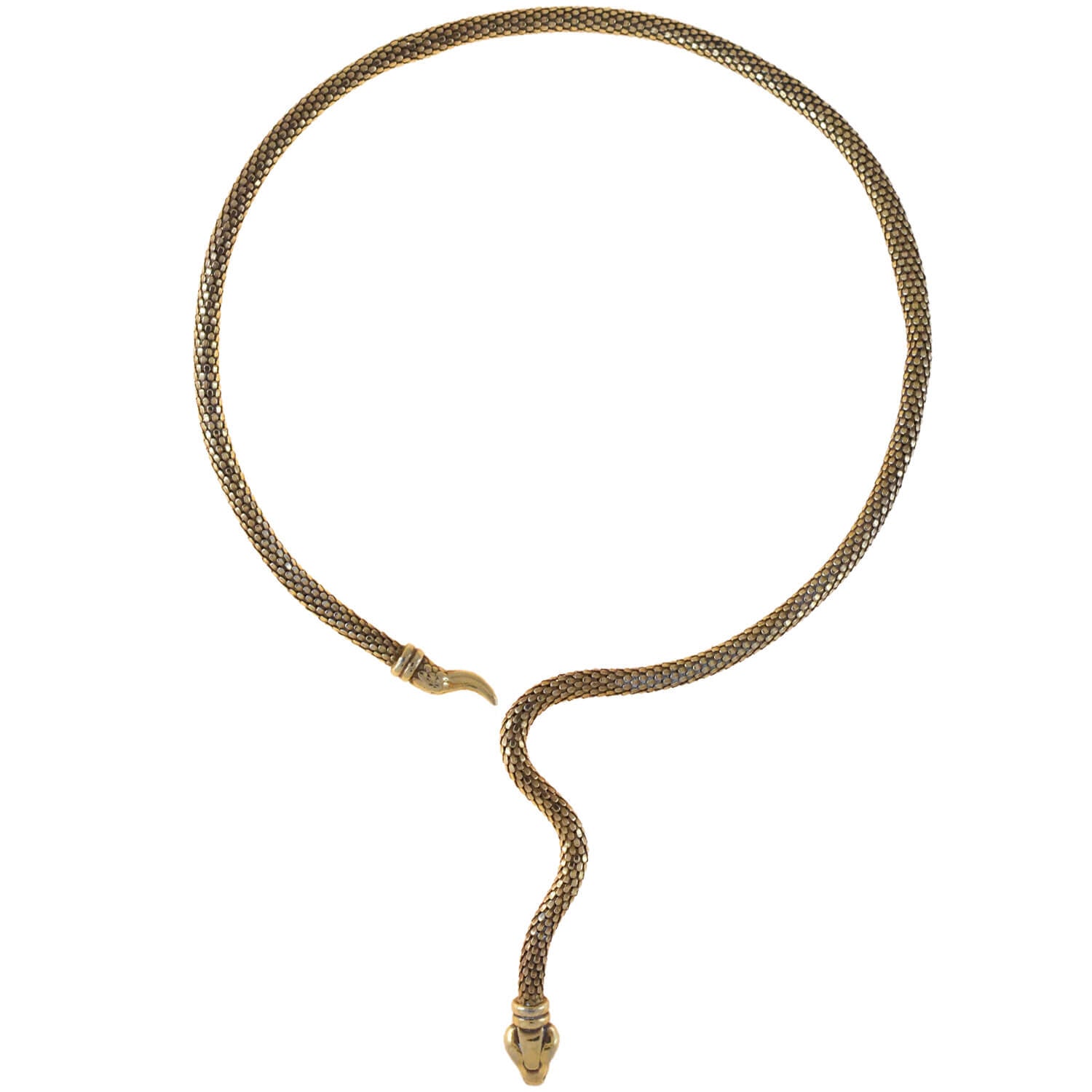 Retro Silver Gilt Coiled Snake Necklace 16.5