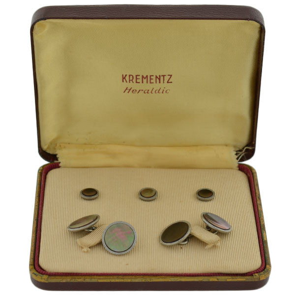 Vintage Krementz Art shops Deco Cufflink Set in Case