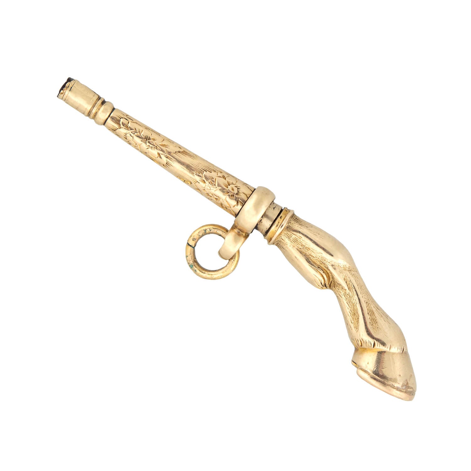 Victorian 14k Equestrian Horse Leg Watch Key Pendant Charm