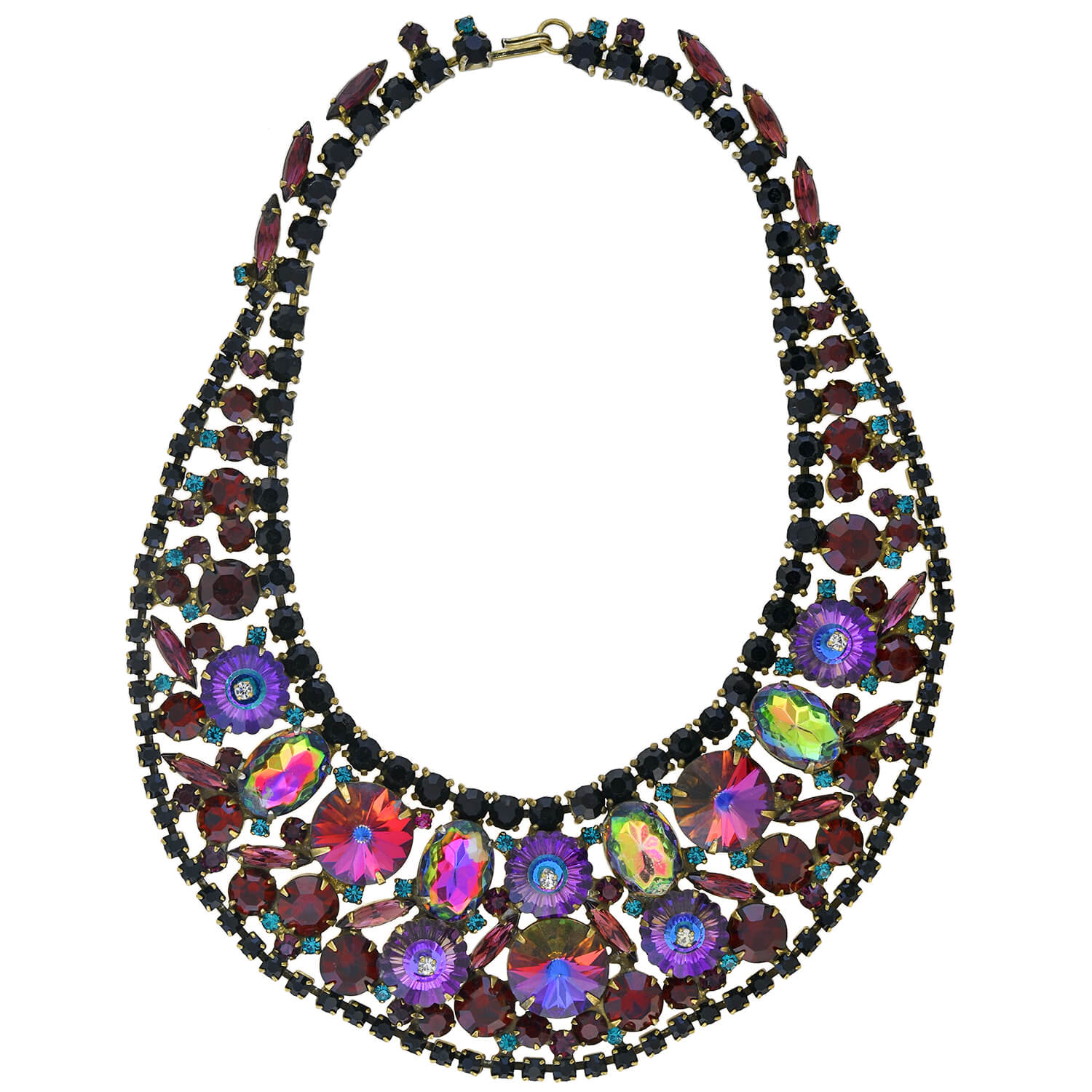 JULIANA  Vintage Large Multi-Crystal Bib Necklace