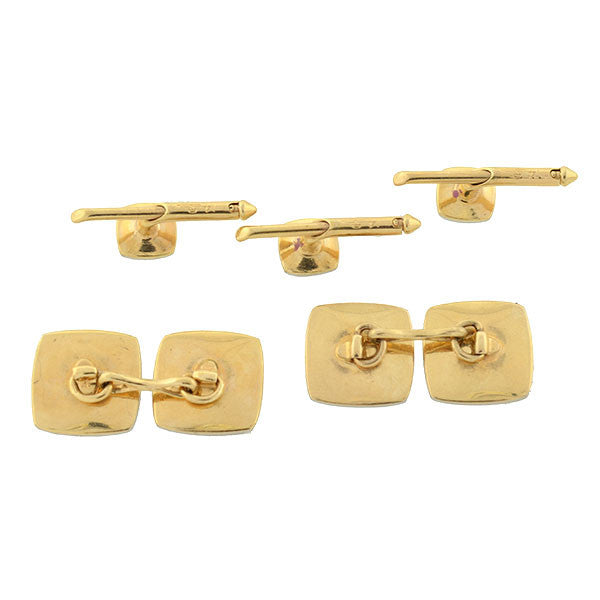 Architectural Redwood Cufflinks, Arts and Crafts Wood Tiles, Destino Gold store Alloy