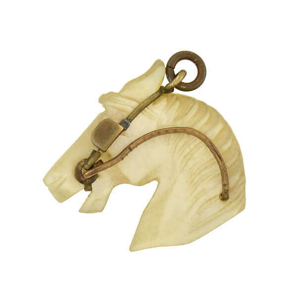 Victorian Gold-Filled Carved Mother of Pearl Horse Head Pendant