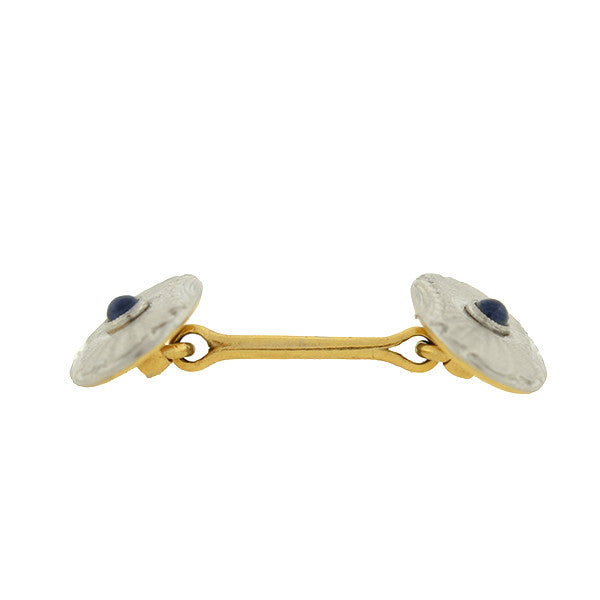 Edwardian 18kt/Platinum Mixed Metals & Sapphire Cufflinks