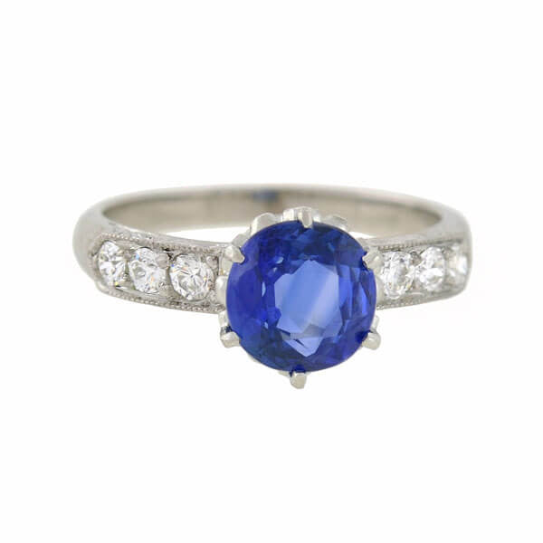 Art Deco Style Platinum Sapphire Diamond Ring 1.50ct – A. Brandt + Son