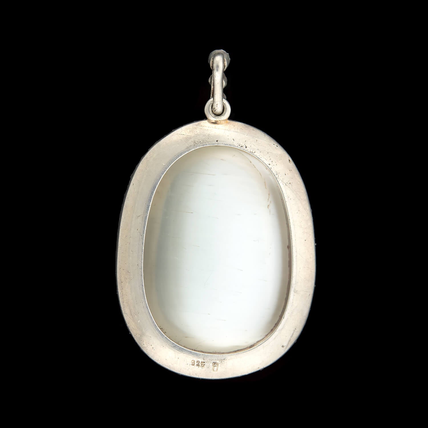 Large Edwardian Rose Cut Diamond & Sterling Moonstone Pendant