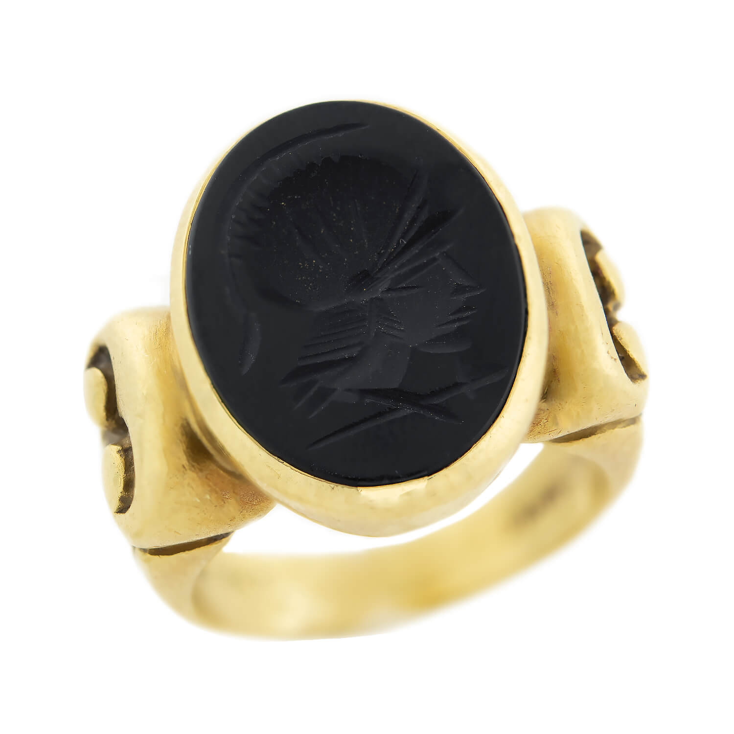 Estate VAHE NALTCHAYAN 18k Carved Onyx Intaglio Ring