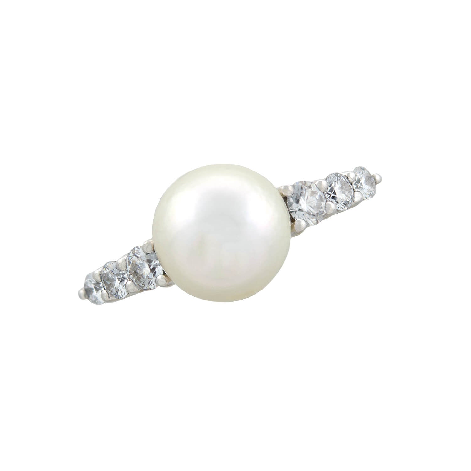 MIKIMOTO Estate 18kt, Pearl + Diamond Ring