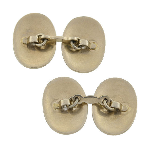 Art Deco 14kt & Platinum Enamel & Diamond Cufflinks – A. Brandt + Son