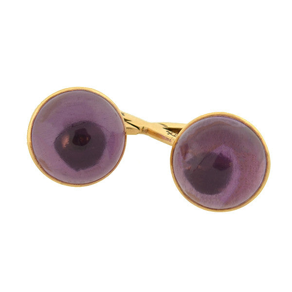 RIKER BROS. Late Victorian 14kt Amethyst Cabochon Cufflinks