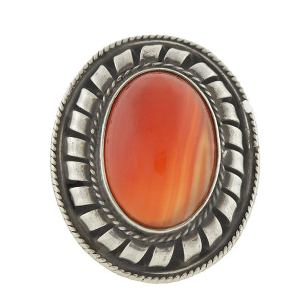 Vintage stamped carnelian stone good 800 silver pull pin bracelet