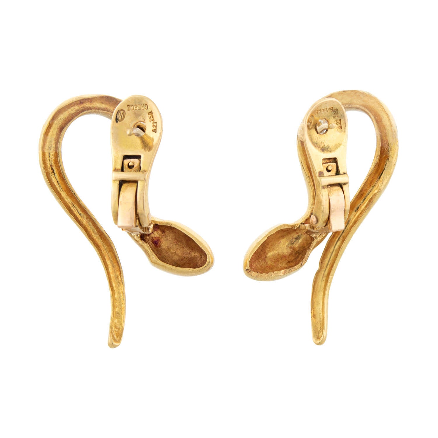 LALAOUNIS Estate 18k Gold Abstract Snake Earrings