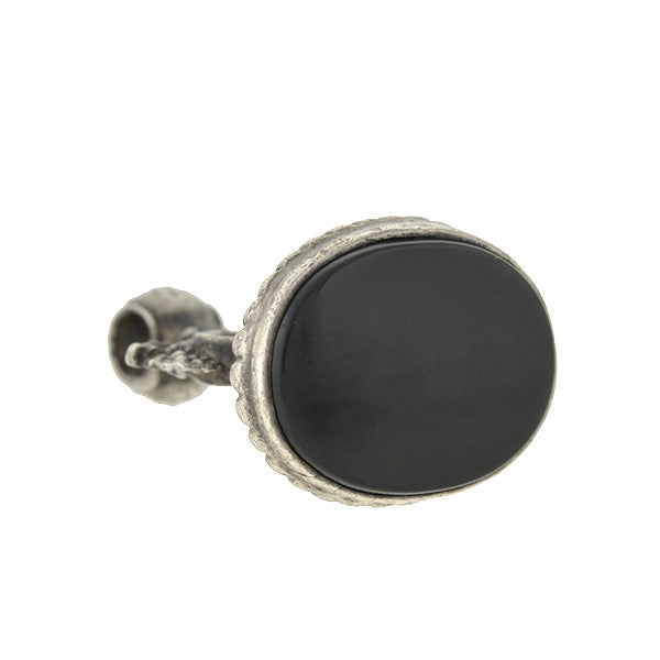 K) Vintage Sterling Silver Charm Charms Ornate Fob with outlet onyx