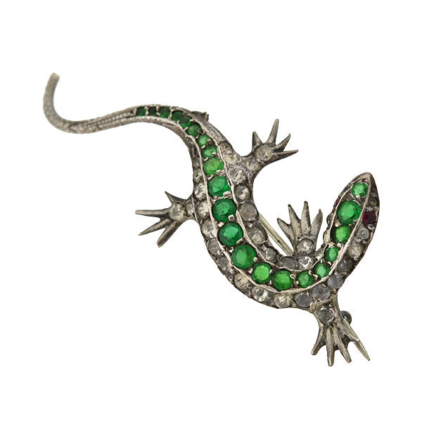 Silver Art hotsell Nouveau Lizard Brooch with Spinel Trim