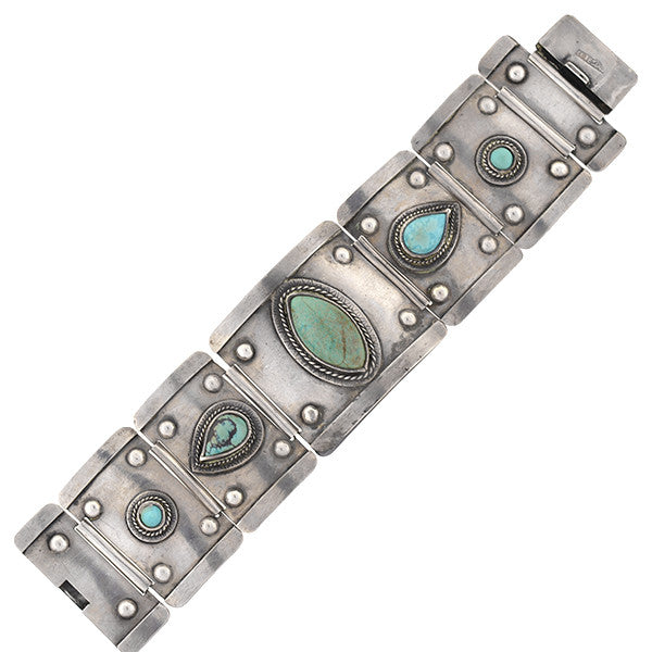 VTG on sale STERLING SILVER & TURQUOISE BRACELET MEXICO 925