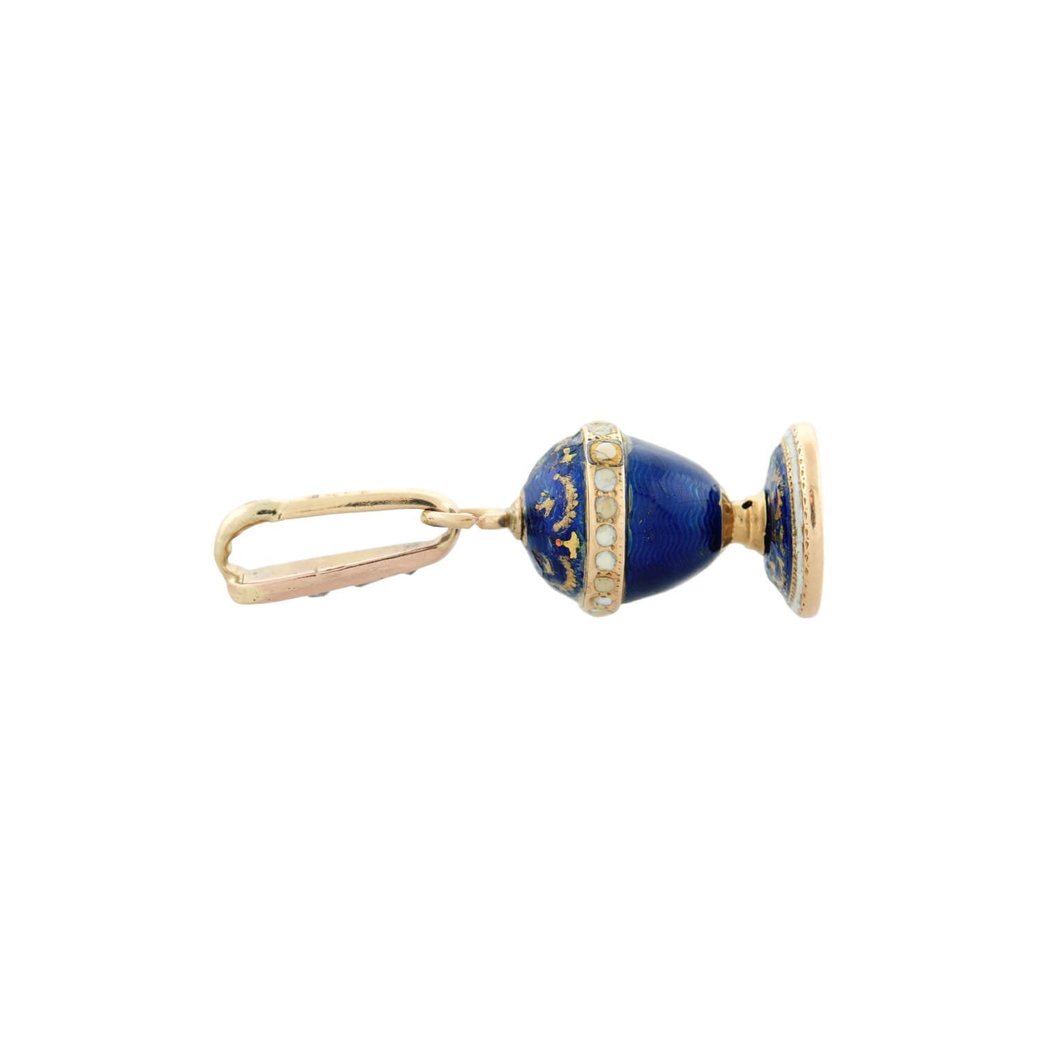 Georgian Petite 18k Quartz Urn Fob/Charm with Enamel