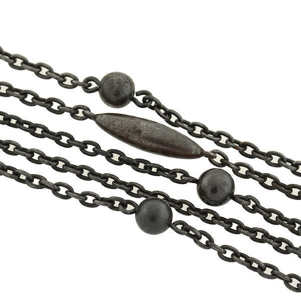 Early Victorian Gunmetal Ball & Bullet Link Chain 63"