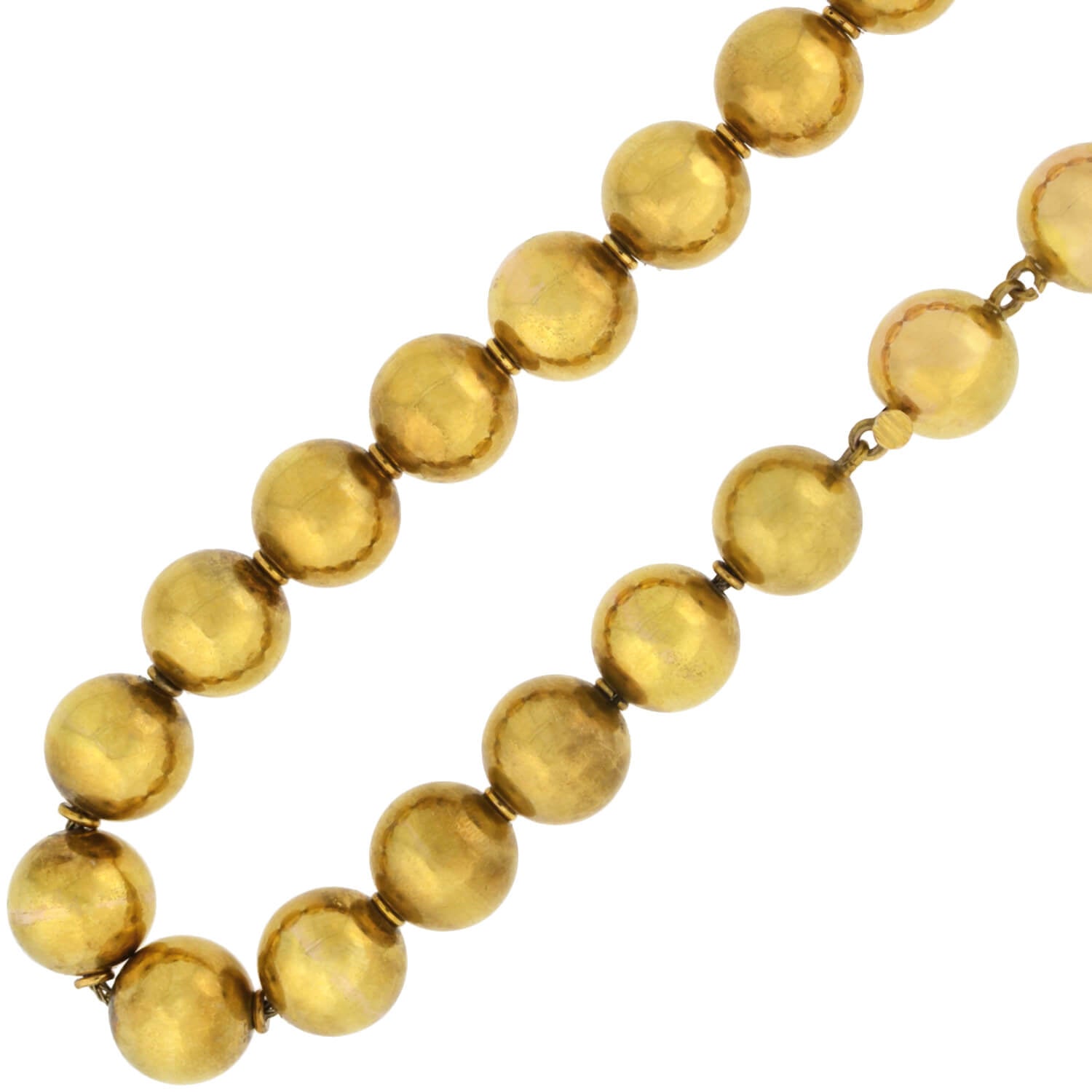 Victorian Rare 15kt Yellow Gold Large Bead Necklace 16.25
