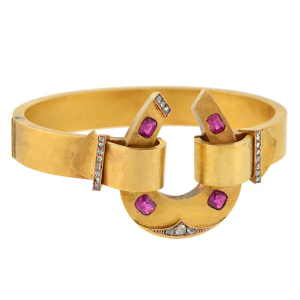 Victorian 18kt Natural Ruby & Diamond Horseshoe Bracelet – A. Brandt + Son