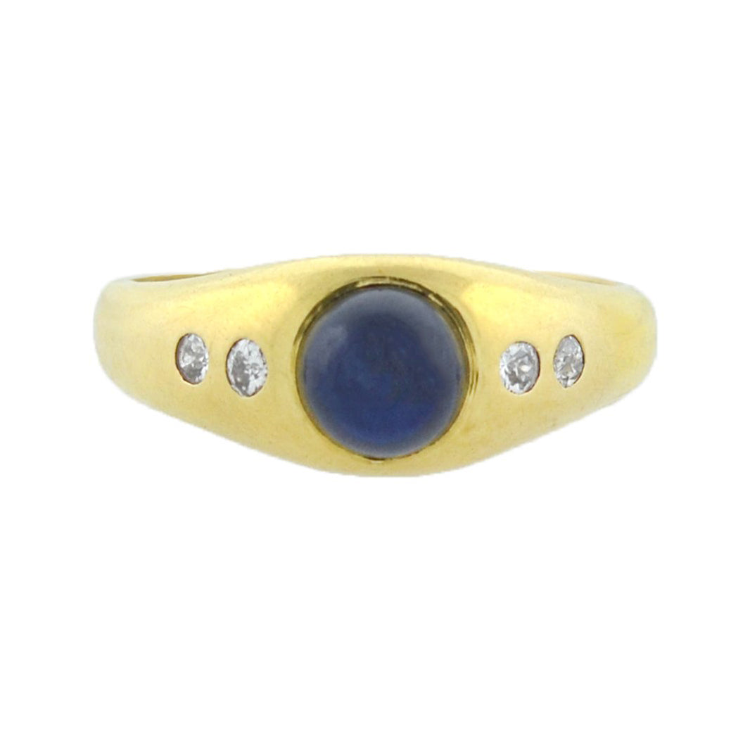 E.M. GATTLE & CO. Edwardian 18kt 5-Stone Sapphire + Diamond Ring