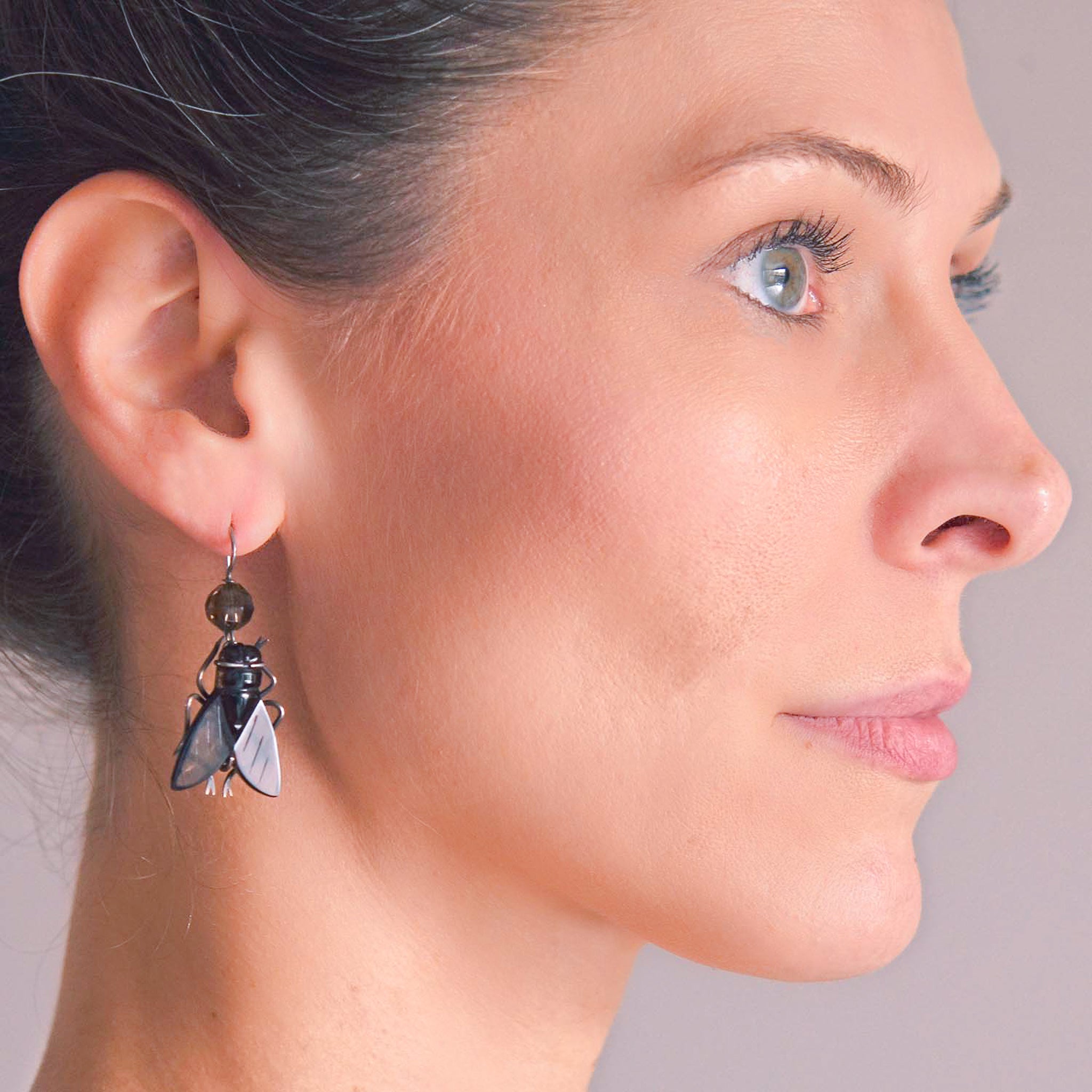 FLY - oval topaz winged earrings, outlet sterling silver with ear wire