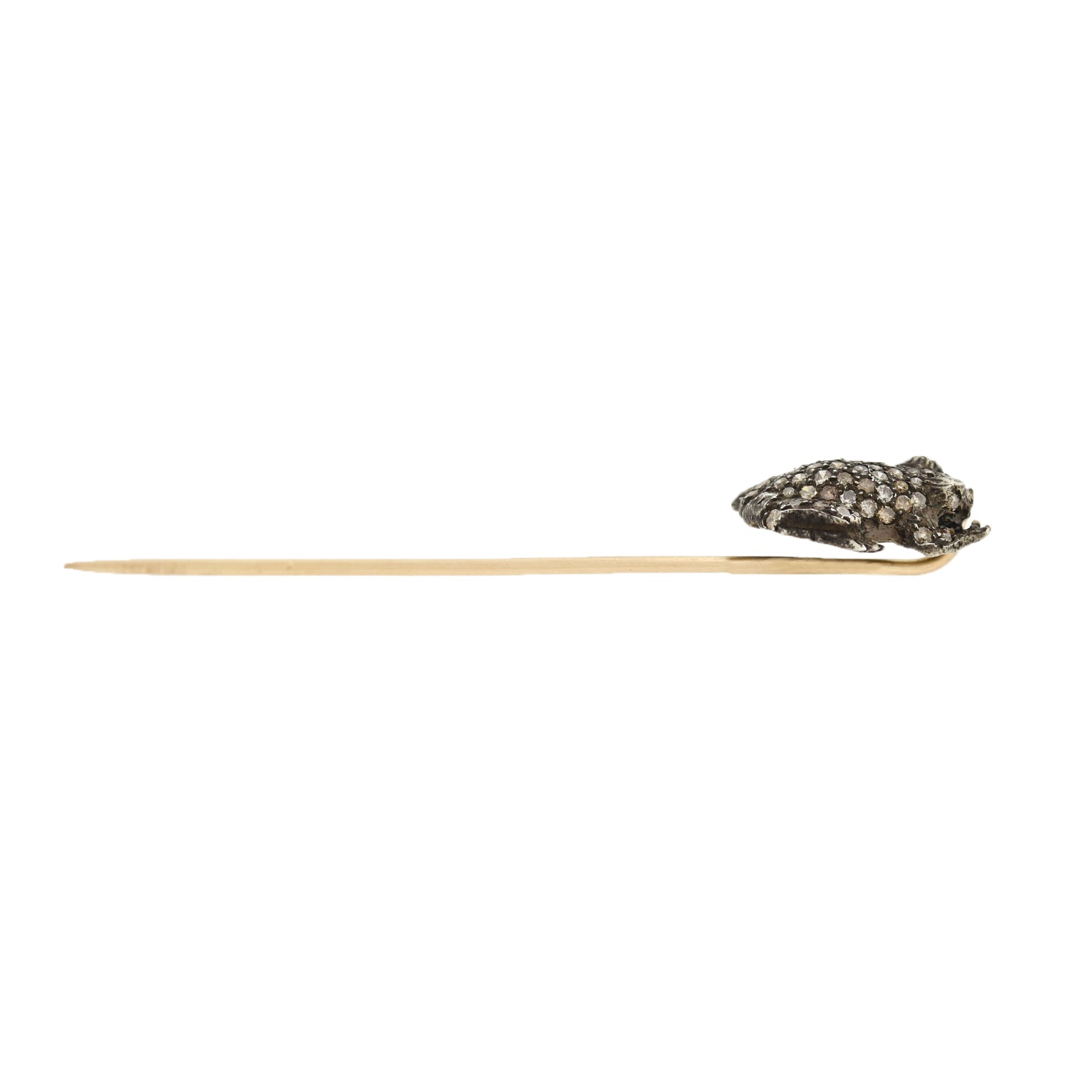 Victorian 15kt/Sterling Diamond Frog Stick Pin